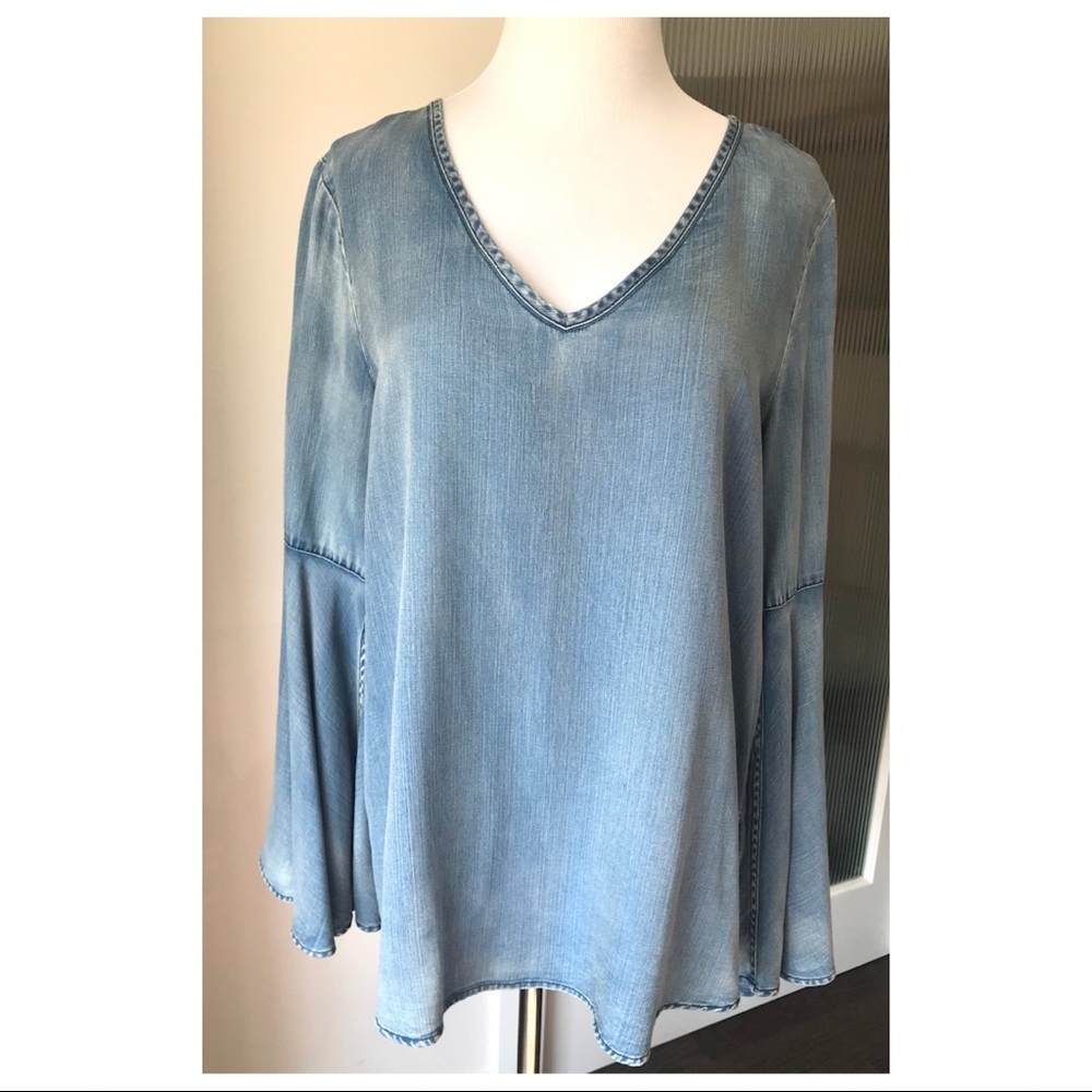 Scotch & Soda Bell sleeve chambray top